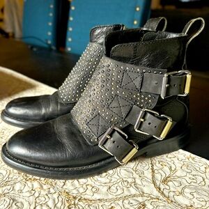 Zadig & Voltaire Black Flap Studded Boots • Size 39